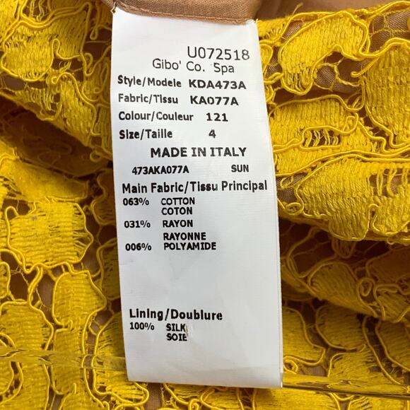 MICHAEL KORS Size 4 Yellow Mustard Cotton Blend Lace A-Line Cocktail Dress - Picture 6 of 7
